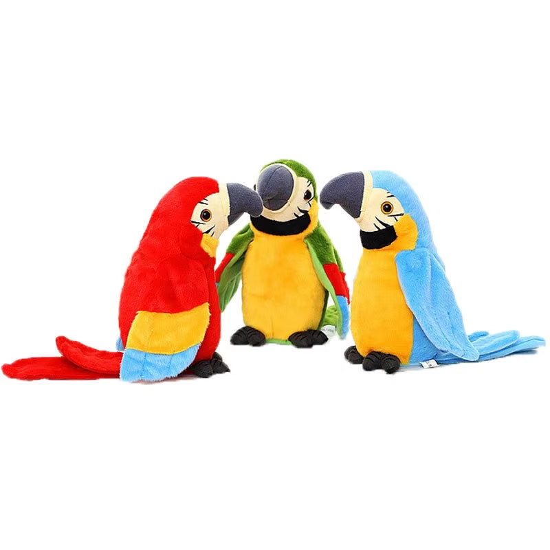 Cute Electric Talking Parrot Plush Toy Speaking Record Repeats Waving Wings Electroni Bird Stuffed Plush Toy as Gift for Kids