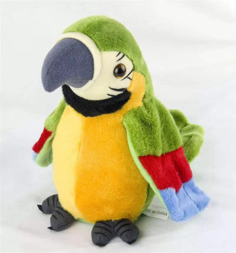 Cute Electric Talking Parrot Plush Toy Speaking Record Repeats Waving Wings Electroni Bird Stuffed Plush Toy as Gift for Kids