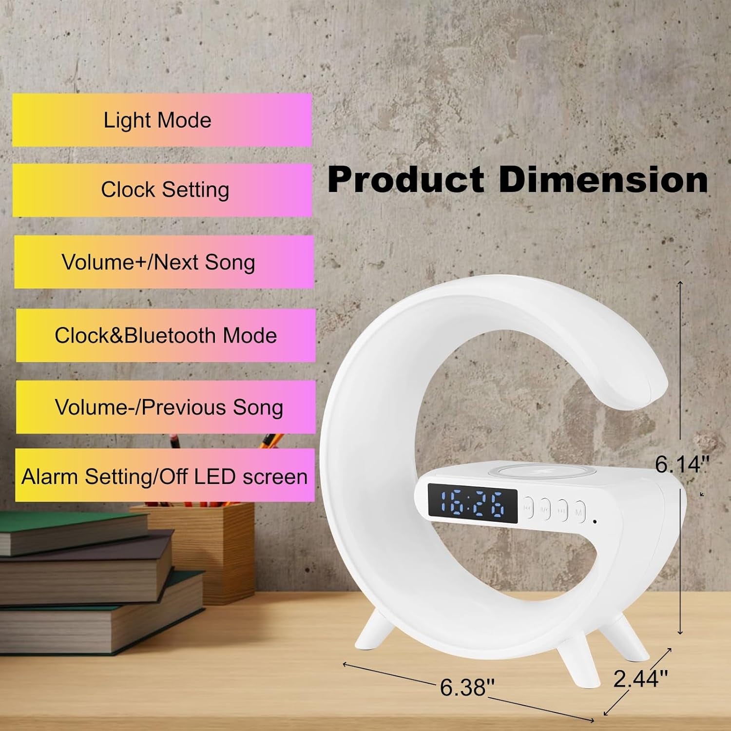 Multi-Function Mini LED Lamp, Wireless Charger, Bluetooth Speaker & Alarm Clock