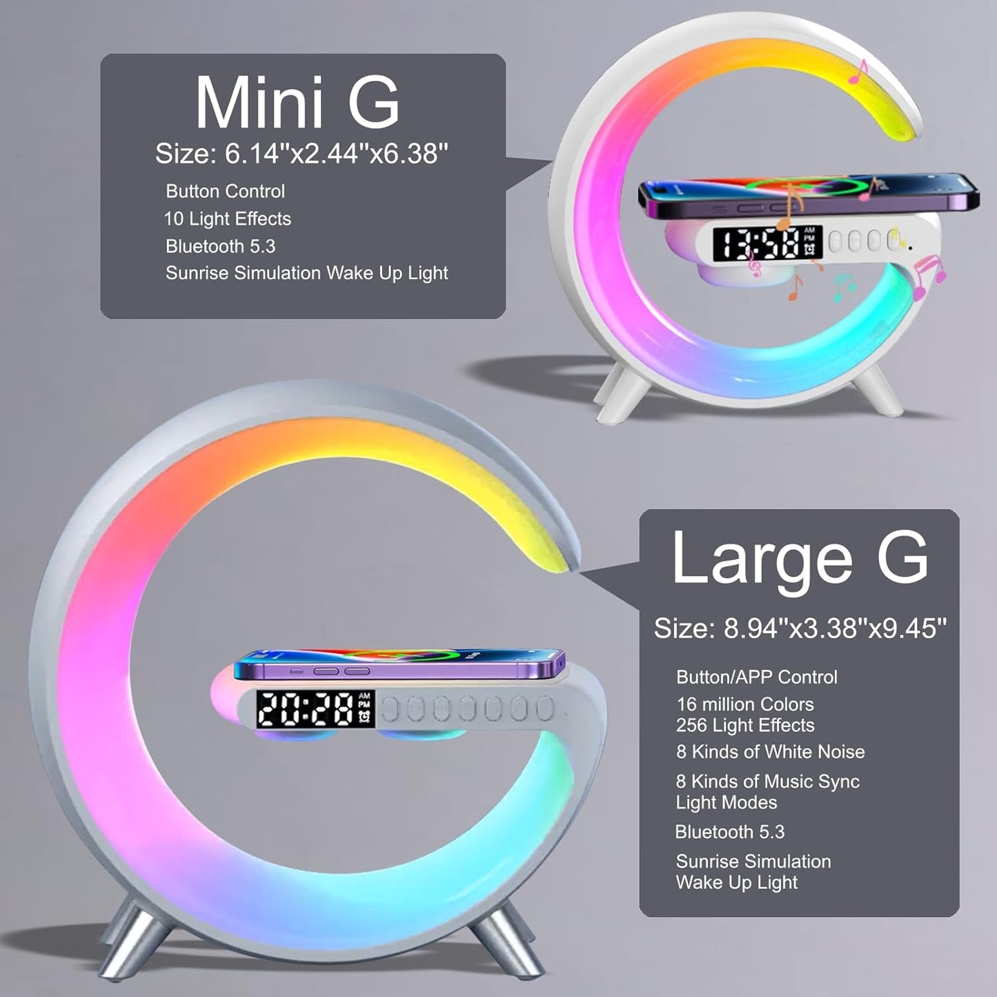 Multi-Function Mini LED Lamp, Wireless Charger, Bluetooth Speaker & Alarm Clock