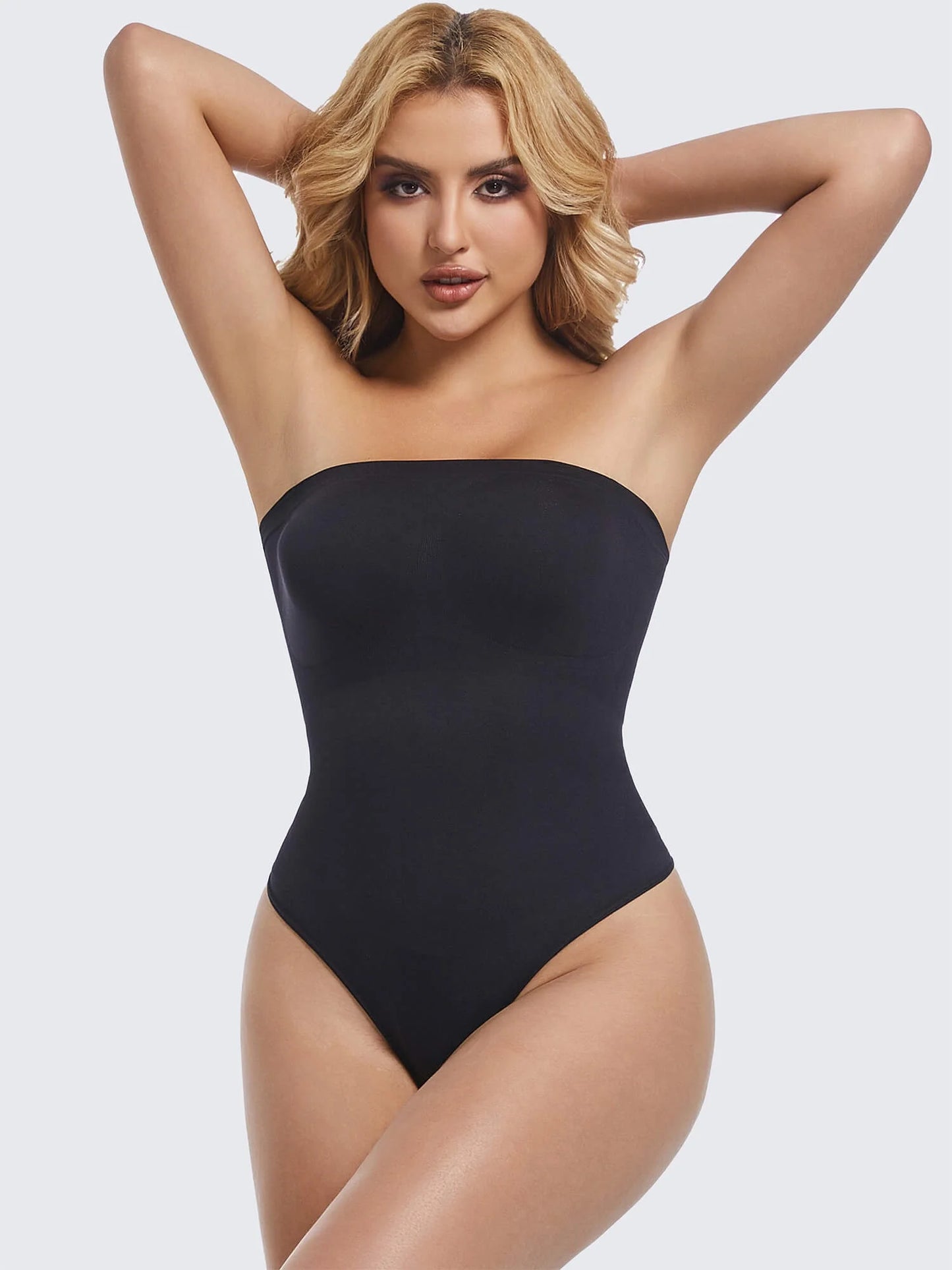 2 Packs Strapless Shapewear for Women Tummy Control Thong Bodysuit Seamless Sculpting Body Shaper under Dress Tank Top