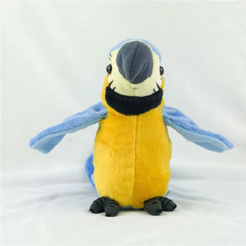 Cute Electric Talking Parrot Plush Toy Speaking Record Repeats Waving Wings Electroni Bird Stuffed Plush Toy as Gift for Kids