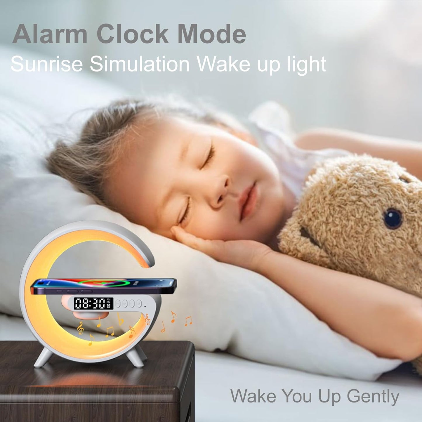 Multi-Function Mini LED Lamp, Wireless Charger, Bluetooth Speaker & Alarm Clock